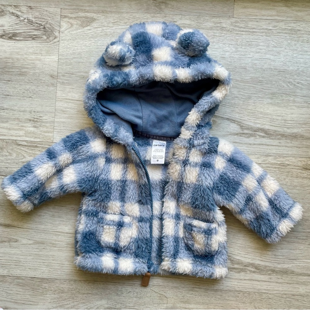 Carter's Blue Fleece-Lined Jacket Hoodie Newborn